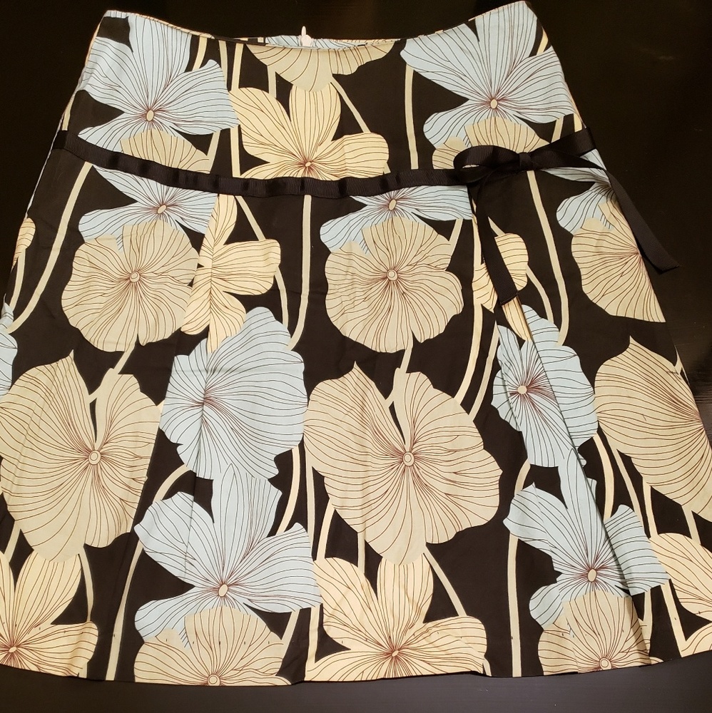 IXIA black floral skirt with bow in size XS